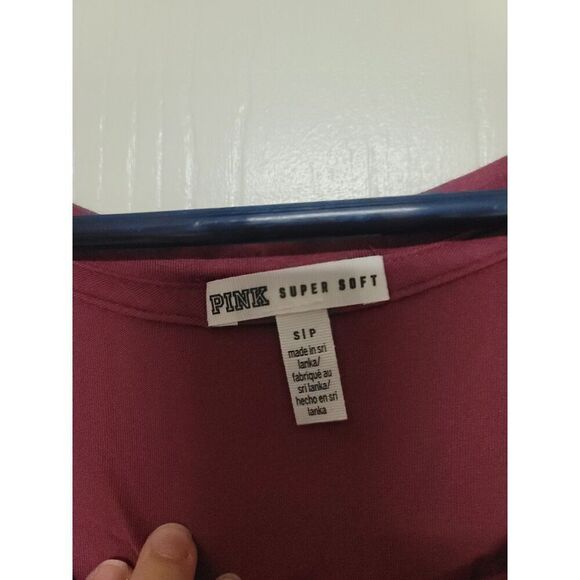 ⭐️ Womens PINK super soft long sleeve shirt v neck drawstring front - Picture 3 of 3